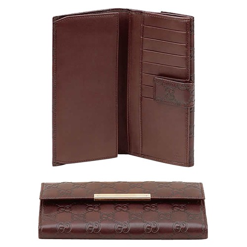 Chocolat Gucci Continental Marque Portefeuille Plaque De Métal